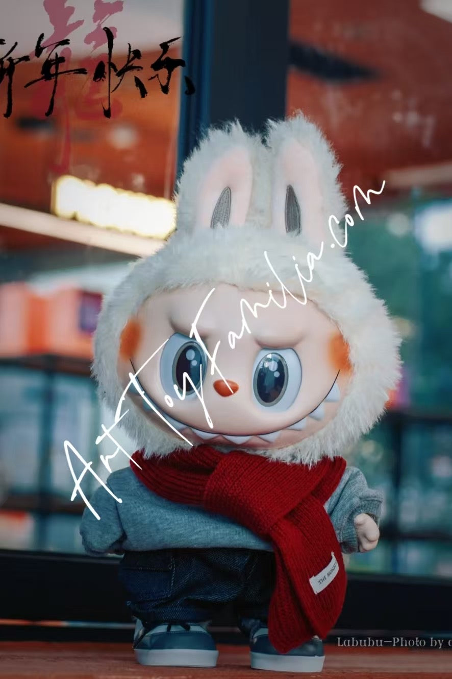 labubu walk by fortune plush doll 搪胶毛绒公仔