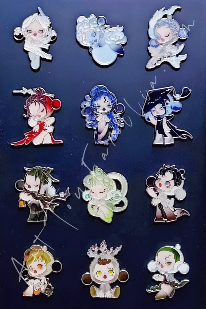 Popmart Skullpanda The Ink PlumBlossom Series Badge Fullset