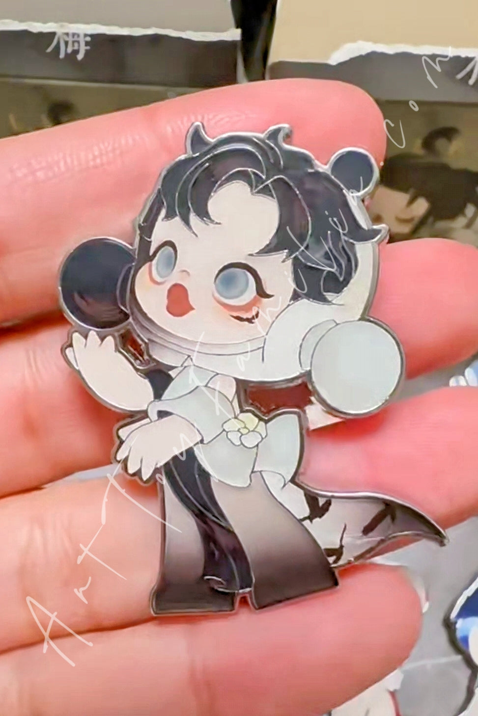 Popmart Skullpanda The Ink PlumBlossom Series Badge The Bridge