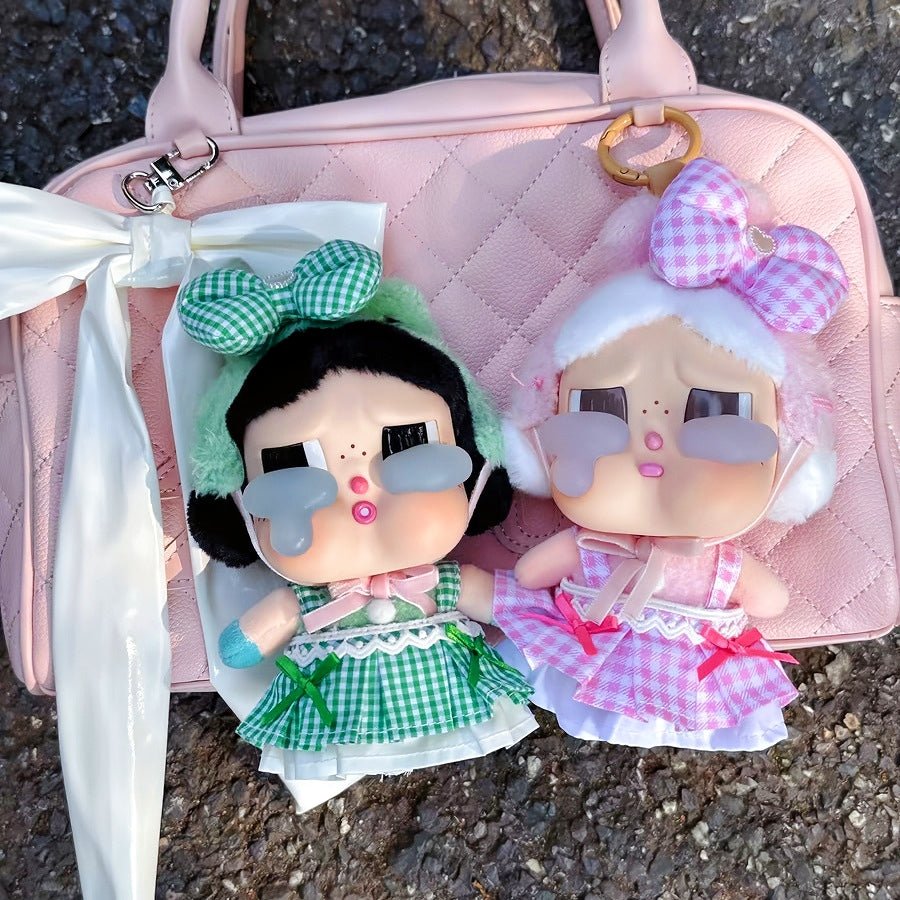Doll cloth bow-kissed plaid set for Crybaby
