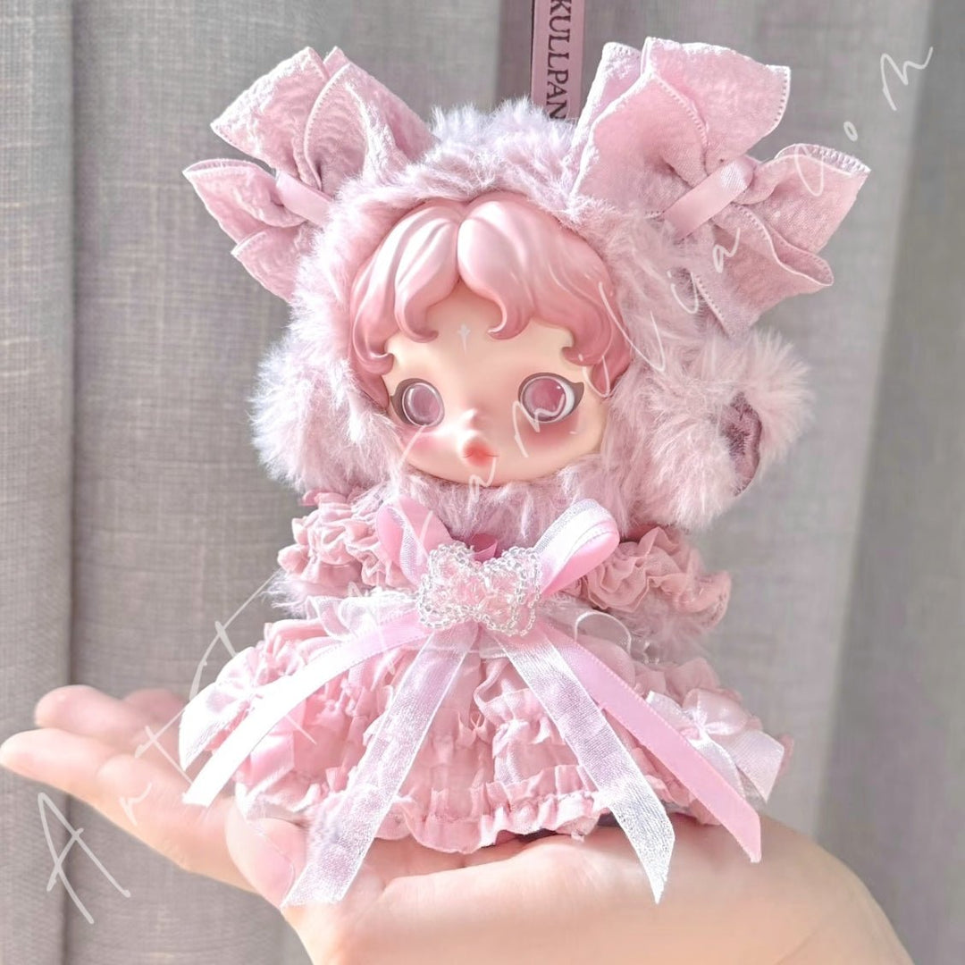 Art Toy Familia - Doll Cloth Blush Bow Tulle Set For Skullpanda - 163 Cloth Only No Doll