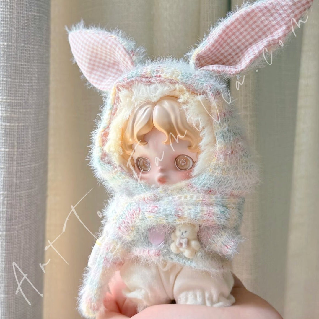 Art Toy Familia - Doll Cloth Milky Bunny Knit Set For Skullpanda - 161 Cloth Only No Doll