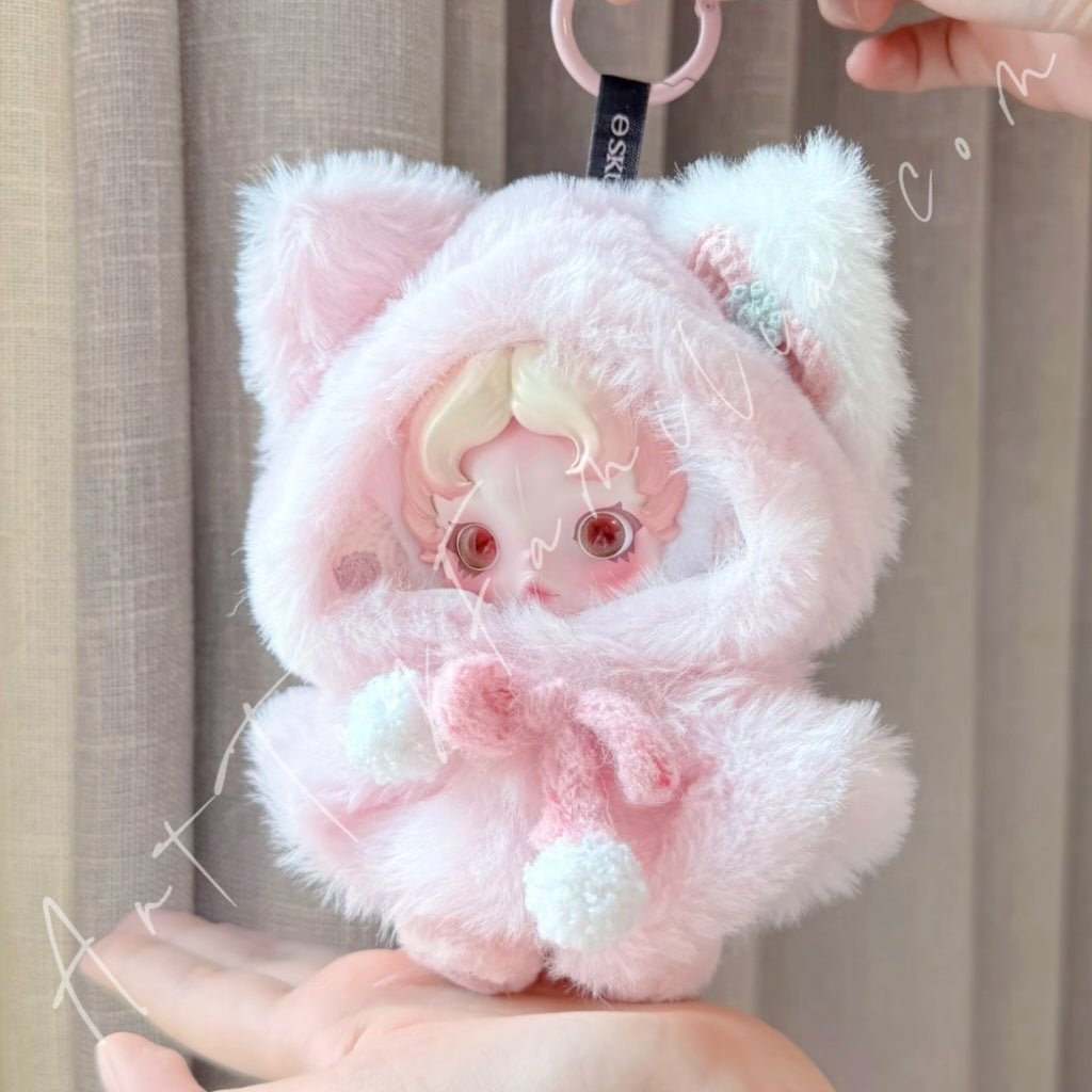 Art Toy Familia - Doll Cloth Pink Furry Kitty Cloak For Skullpanda - 165 Cloth Only No Doll