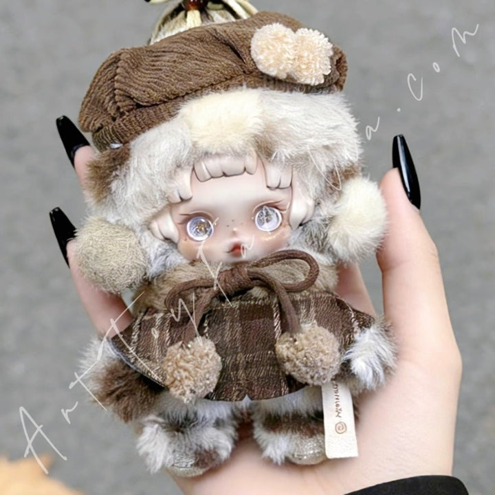 Art Toy Familia - Doll Cloth Warm Plaid Cape Set For Skullpanda - 155 Cloth Only No Doll