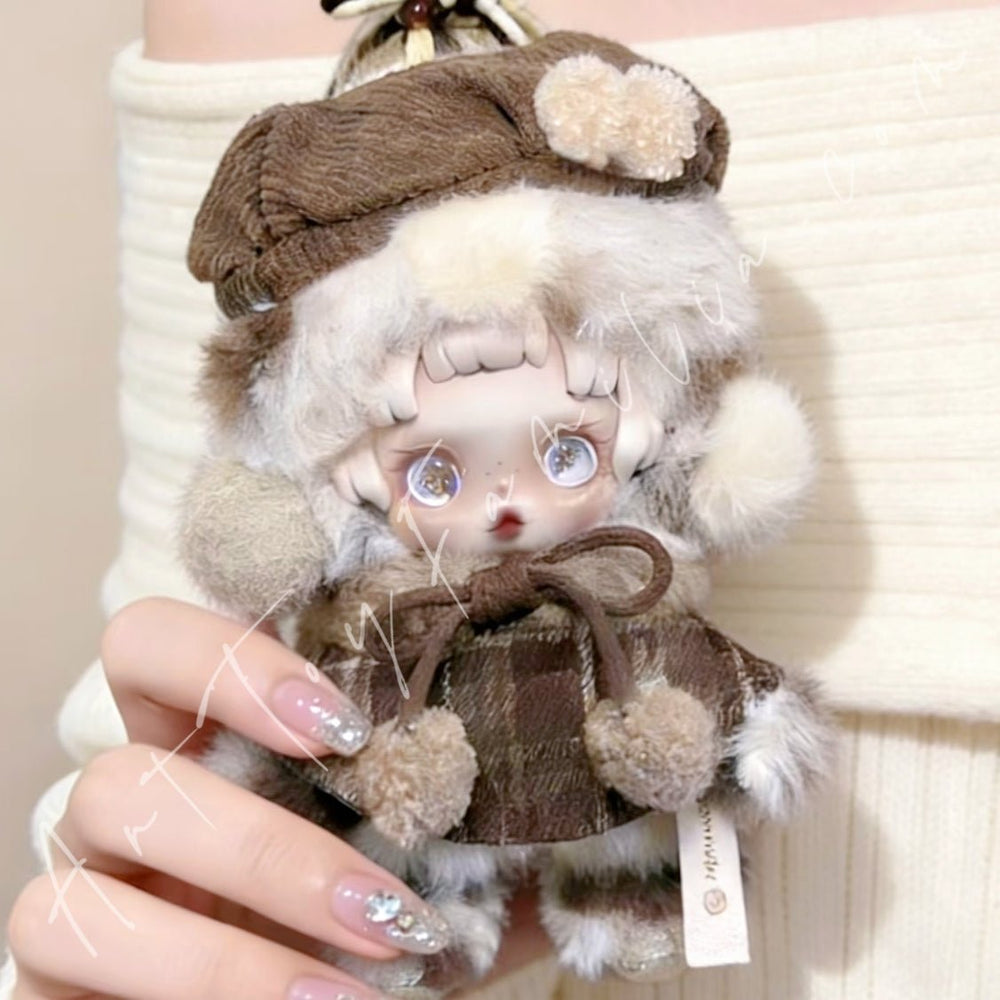 Art Toy Familia - Doll Cloth Warm Plaid Cape Set For Skullpanda - 155 Cloth Only No Doll