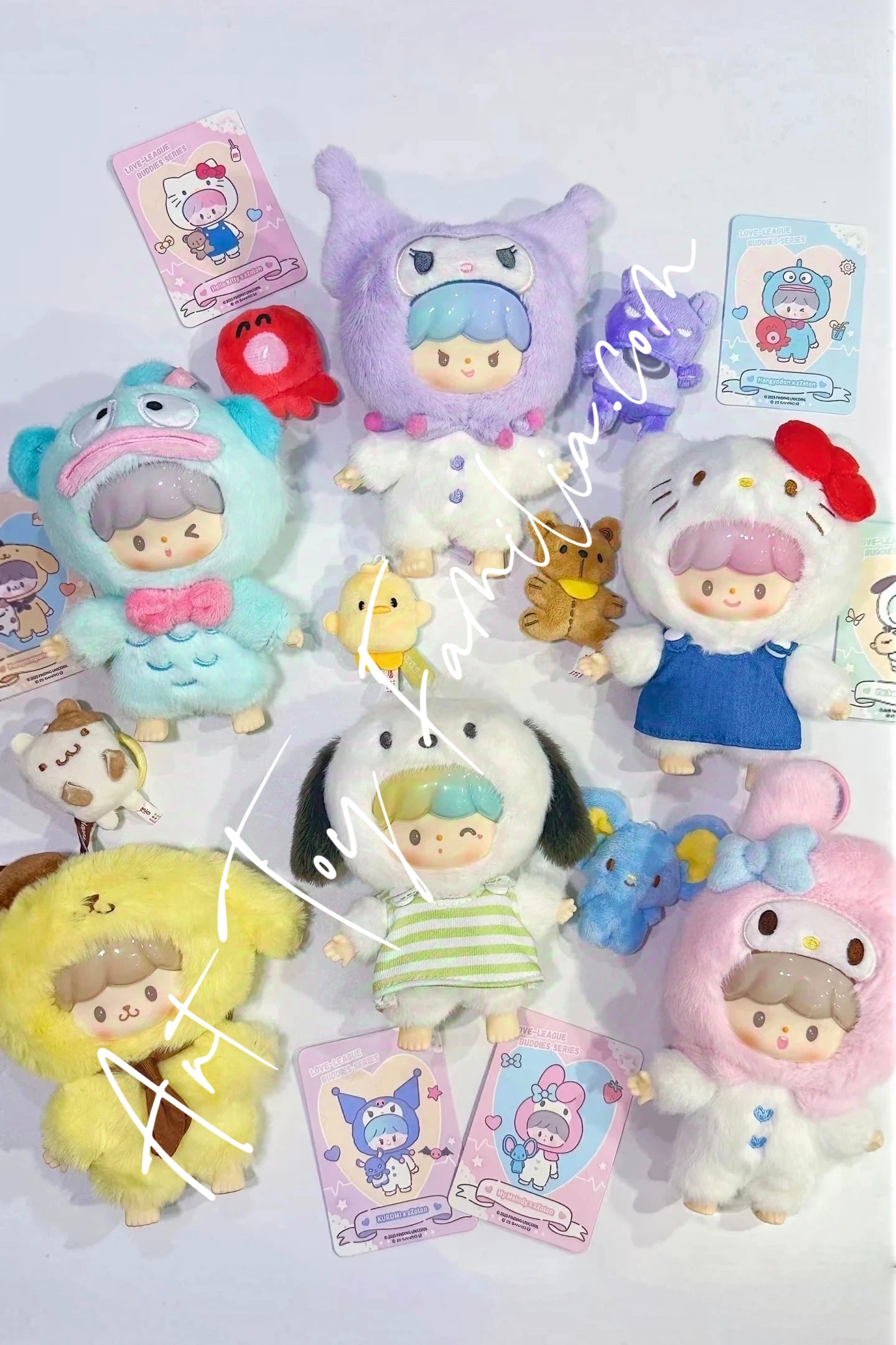 Finding Unicorn zZoton × Sanrio Love-League Buddies Series Vinyl Plush Keychain Full Set