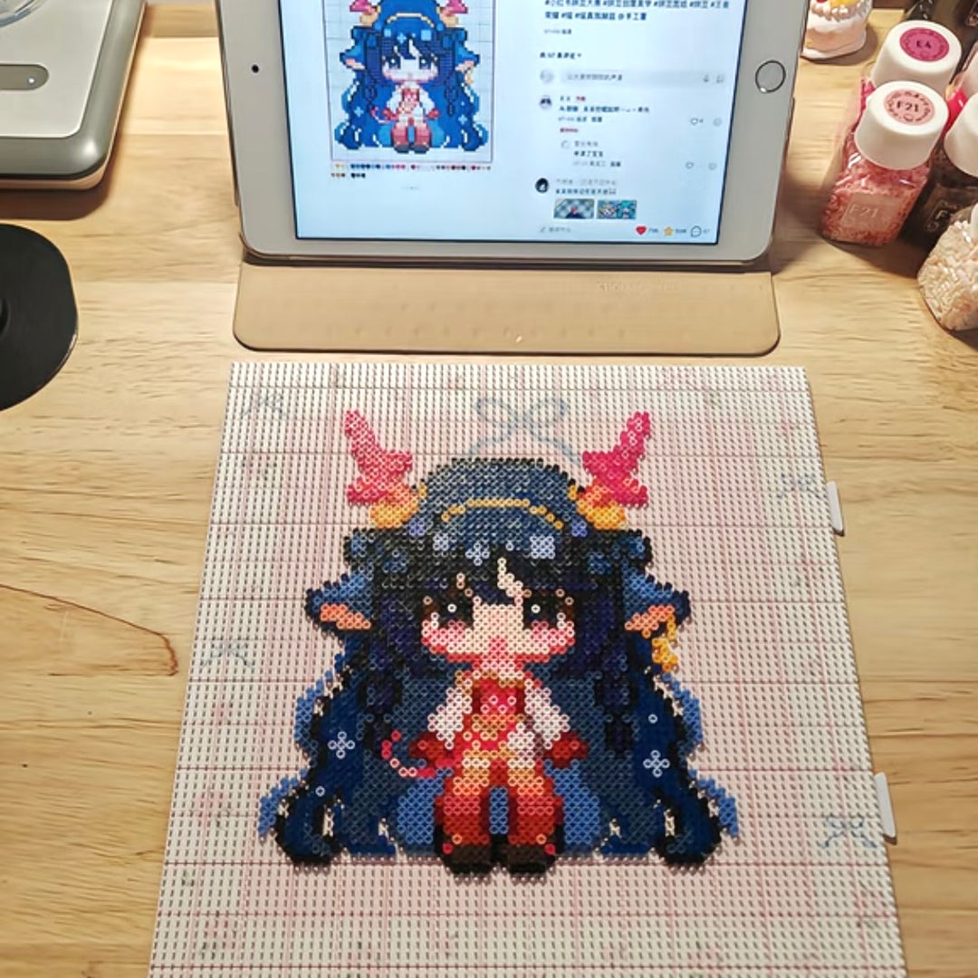 Girlhood Series 78-Peg Perler Bead Board - Original Design, Matte Finish, 2mm Extended Pegs, Heat-Resistant, for 2.6mm Beads