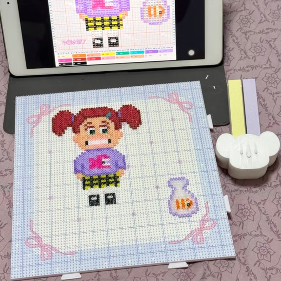 Girlhood Series 78-Peg Perler Bead Board - Original Design, Matte Finish, 2mm Extended Pegs, Heat-Resistant, for 2.6mm Beads