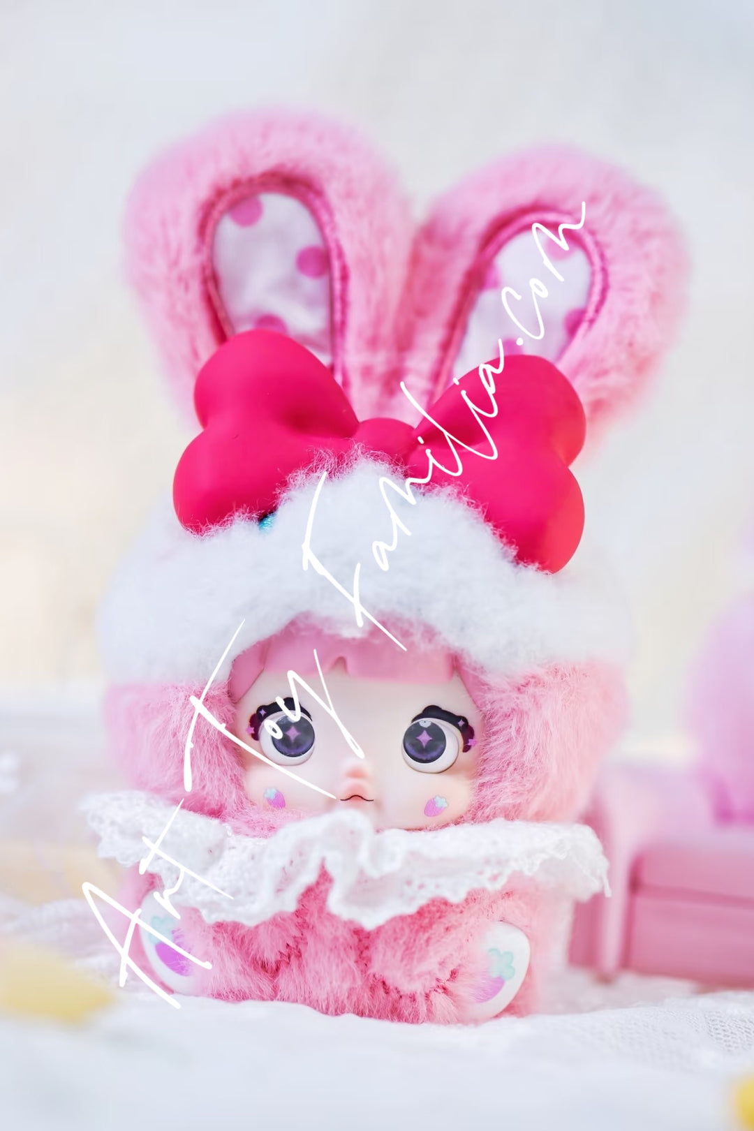 Hi Toy Nommi Baby Sweetheart Bunny Plush Series Strawberry Cream