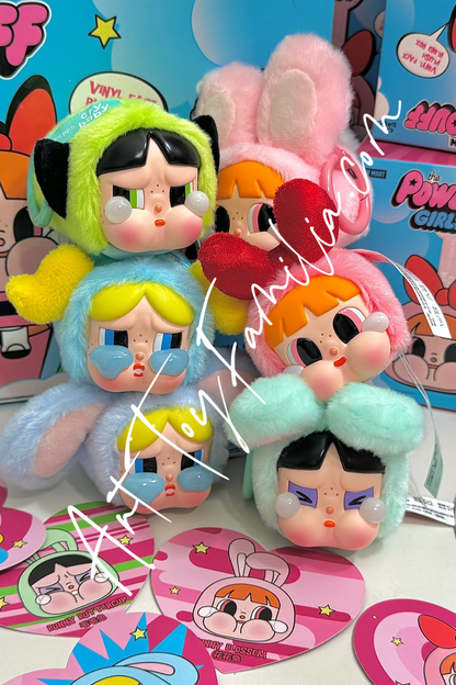 Crybaby x Powerpuff Girls Sad Club Series Vinyl Plush Keychain - 飞天小女警糖胶脸毛绒