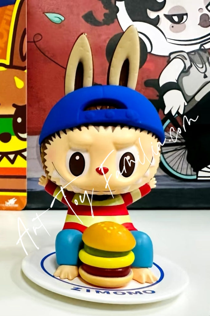 labubu zimomo donot burger figurine 甜甜汉堡吊卡 