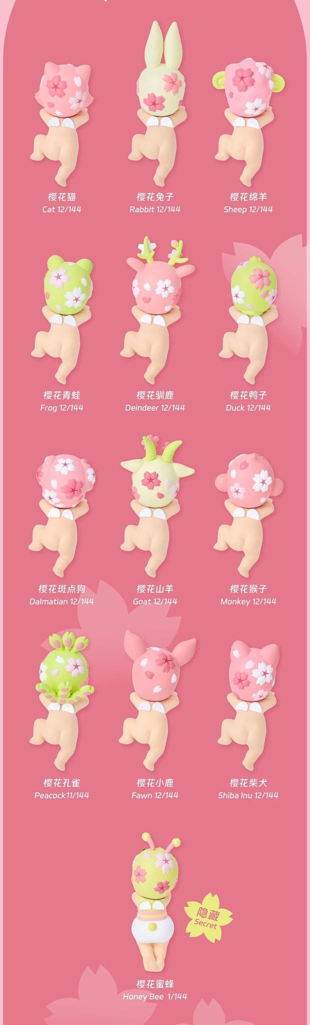 Sonny Angel - Sonny Angel Hippers Cherry Blossom Series 12 Confirmed Figures(opened box sealed bag)