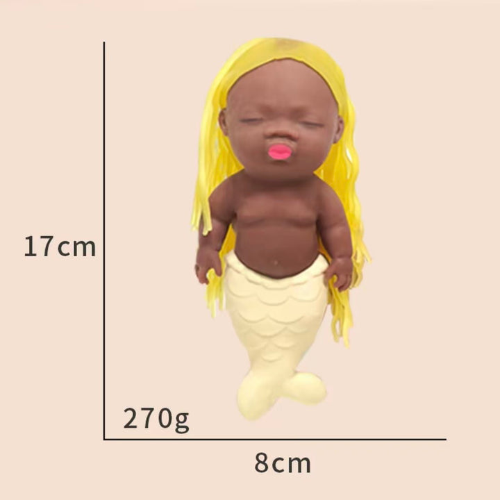 [Mermaid] Natasha Baby Stress Relief Toy – 14cm Squishy Long-Hair Mermaid
