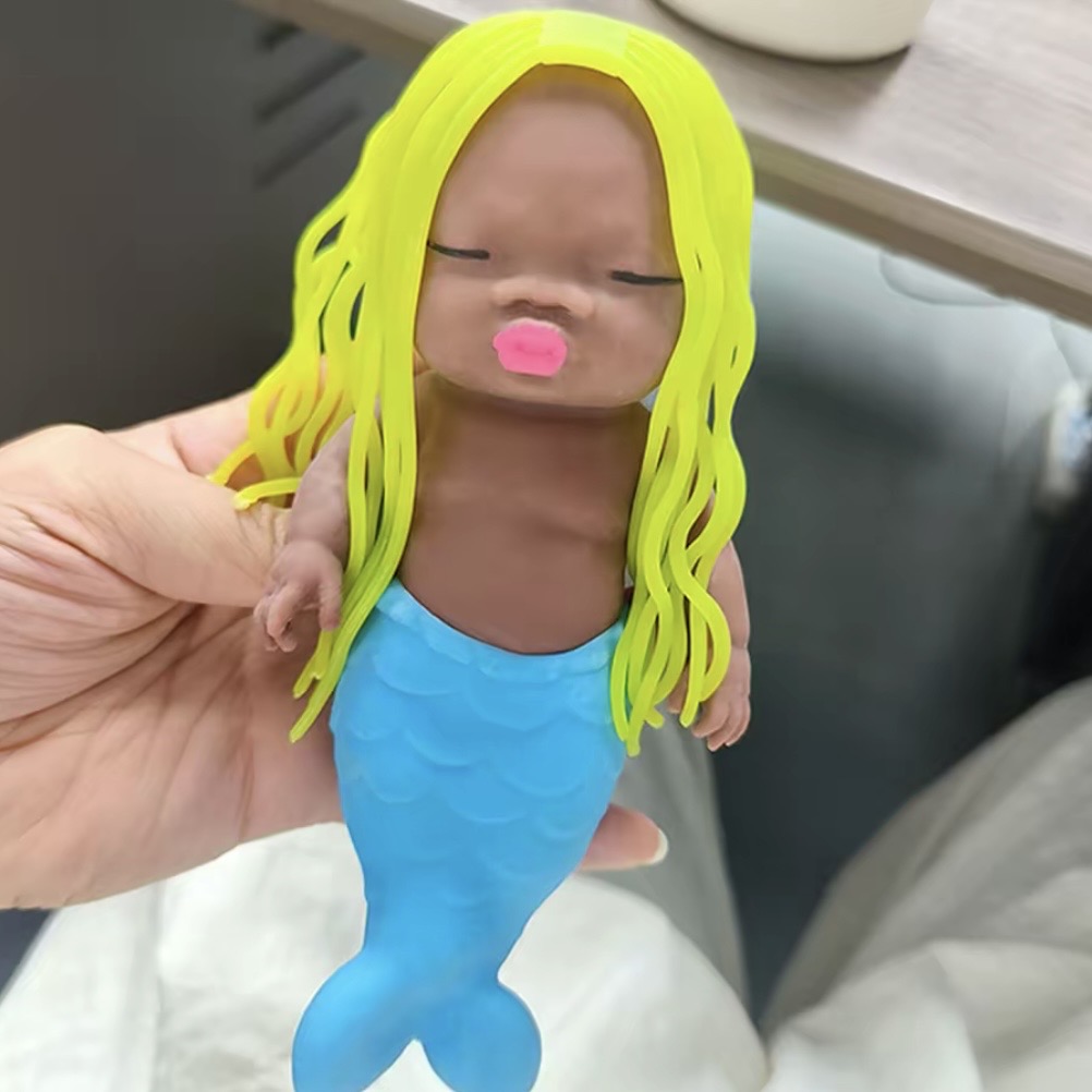 [Mermaid] Natasha Baby Stress Relief Toy – 14cm Squishy Long-Hair Mermaid