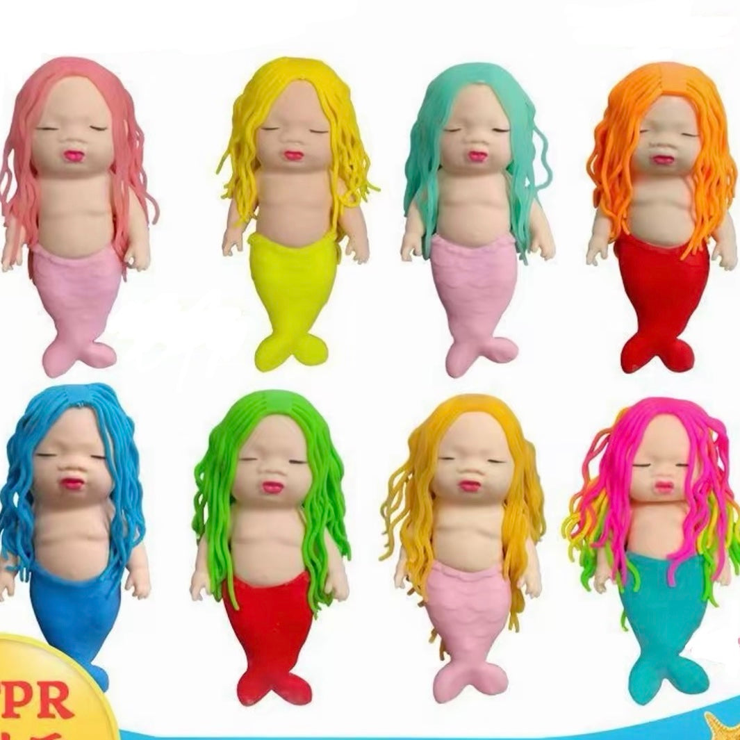 [Mermaid] Natasha Baby Stress Relief Toy – 14cm Squishy Long-Hair Mermaid