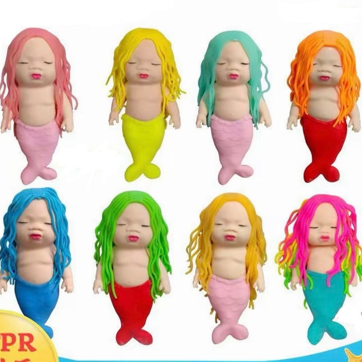 [Mermaid] Natasha Baby Stress Relief Toy – 14cm Squishy Long-Hair Mermaid