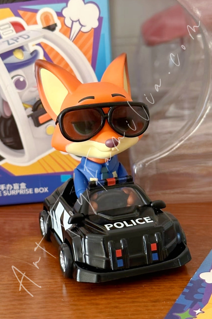 Miniso Disney Zootopia Dudu Fun Car Series Blind Box Figure Officer Nick Wilde