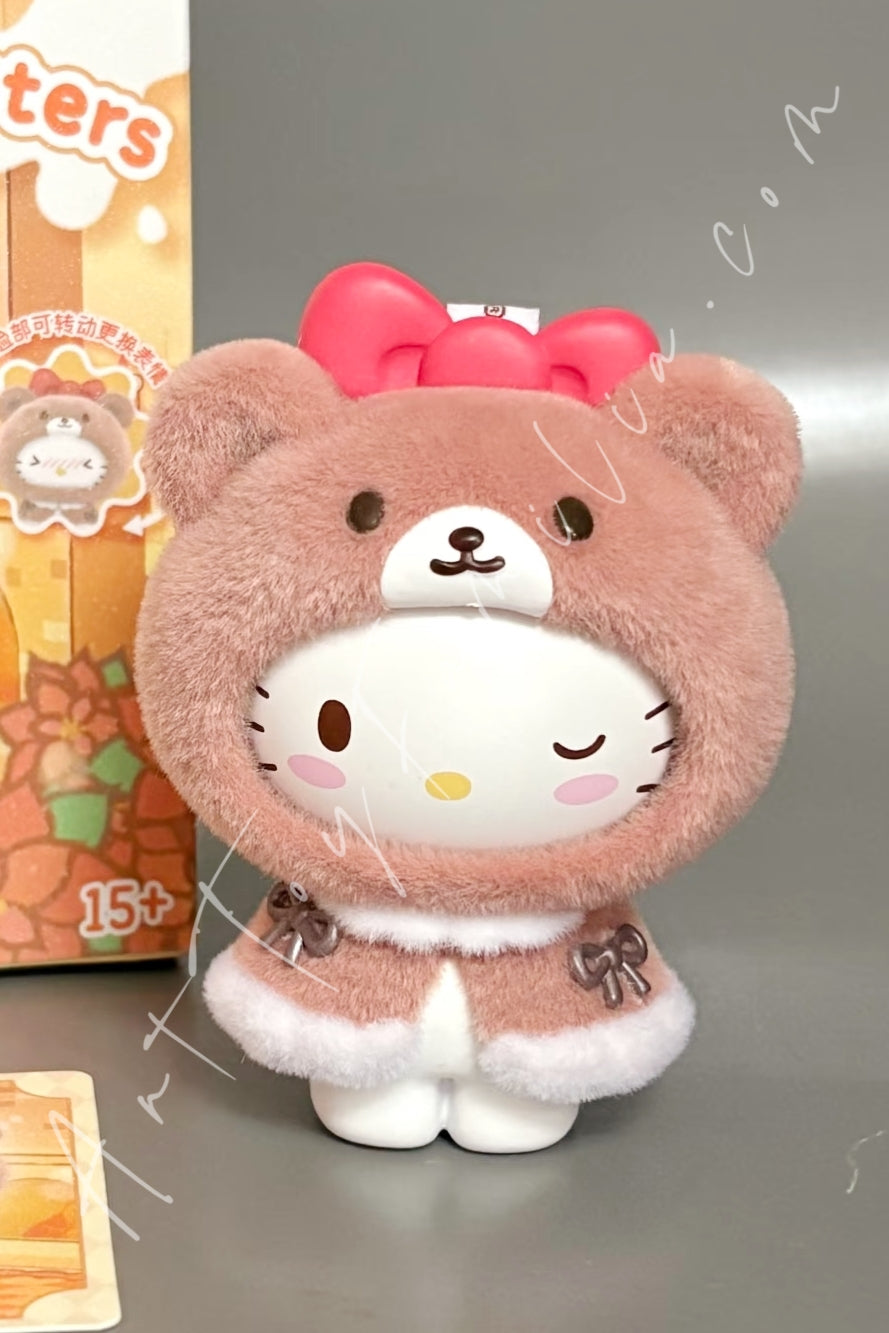 Miniso Hello Kitty and Friends Little Cloak Collection Flocked Face-Turning Pendant Surprise Box Hello Kitty
