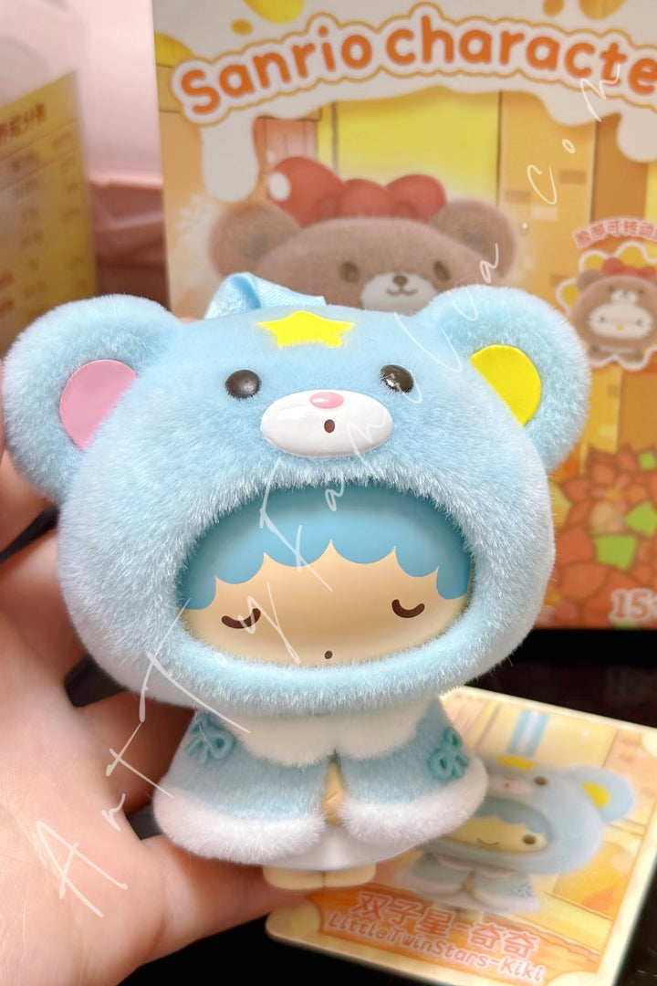 Miniso Hello Kitty and Friends Little Cloak Collection Flocked Face-Turning Pendant Surprise Box Little Twin Stars Kiki