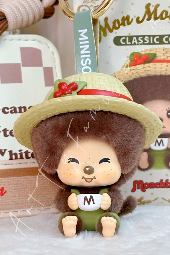 Miniso Monchhichi Mon Mon Farm Series Face-Changing Flocked Pendant Coffee Break