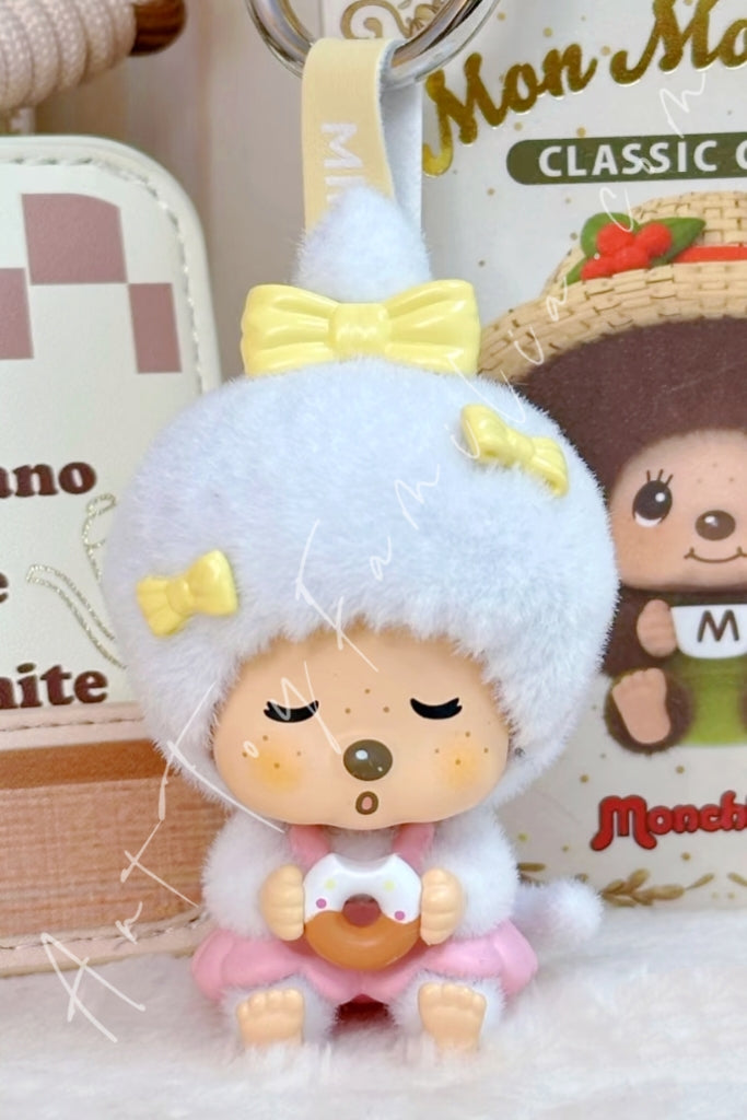 Miniso Monchhichi Mon Mon Farm Series Face-Changing Flocked Pendant Peach Sweetie