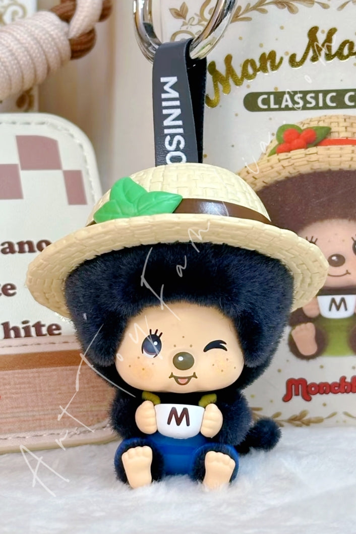 Miniso Monchhichi Mon Mon Farm Series Face-Changing Flocked Pendant Tea Break