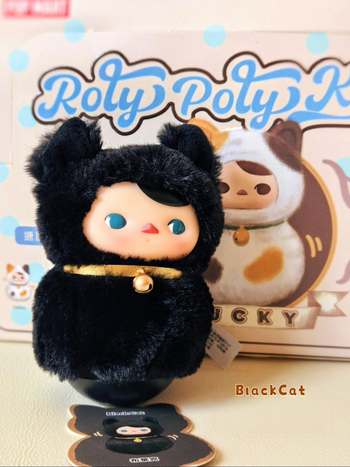 Pop Mart Pucky Roly Poly Kitty Series Vinyl Plush Blind Box Black Cat Front