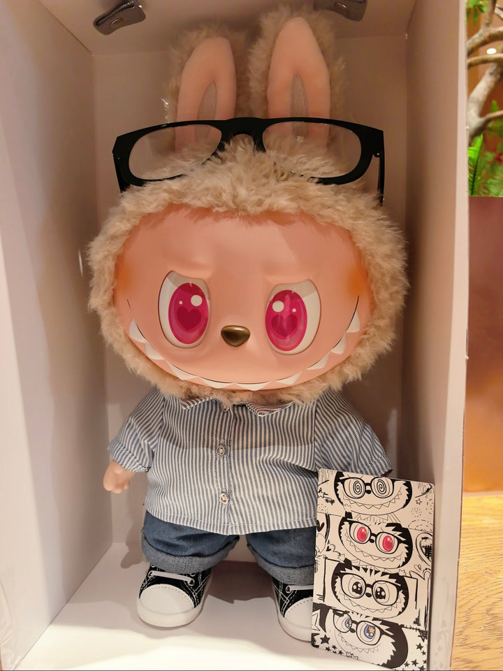 Pop Mart The Monsters Labubu Flip With Me Vinyl Plush Doll Front Pink Eyes
