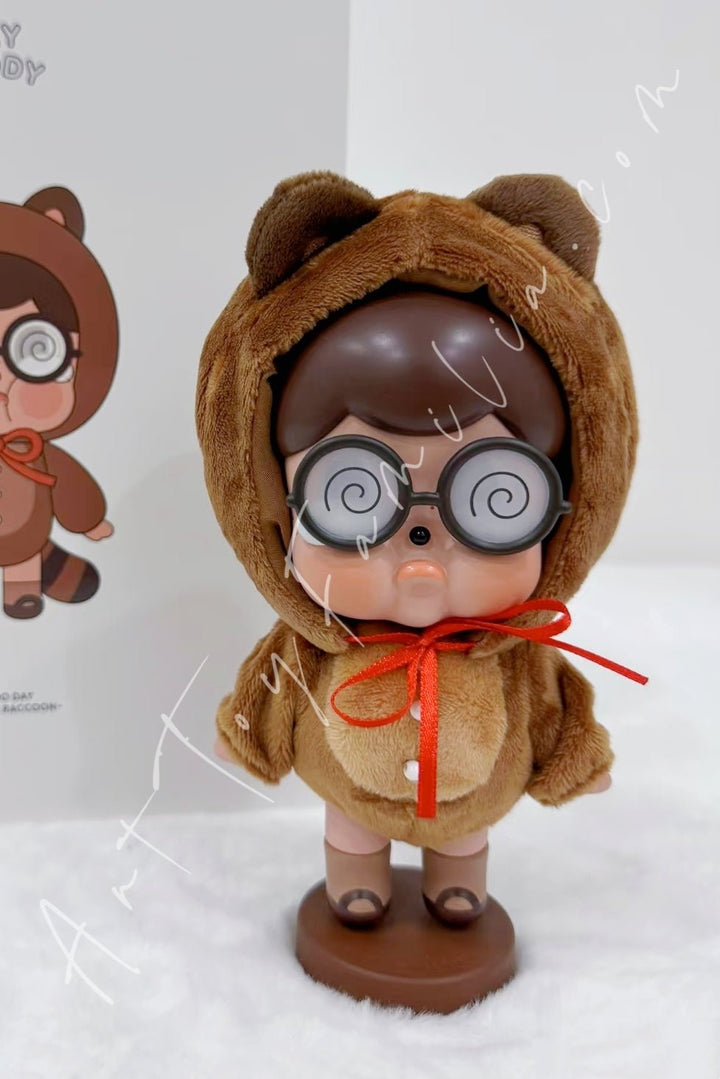 Popmart Crybaby Crybuddy-200% Sad Zoo Day Series The Nerdy Raccoon