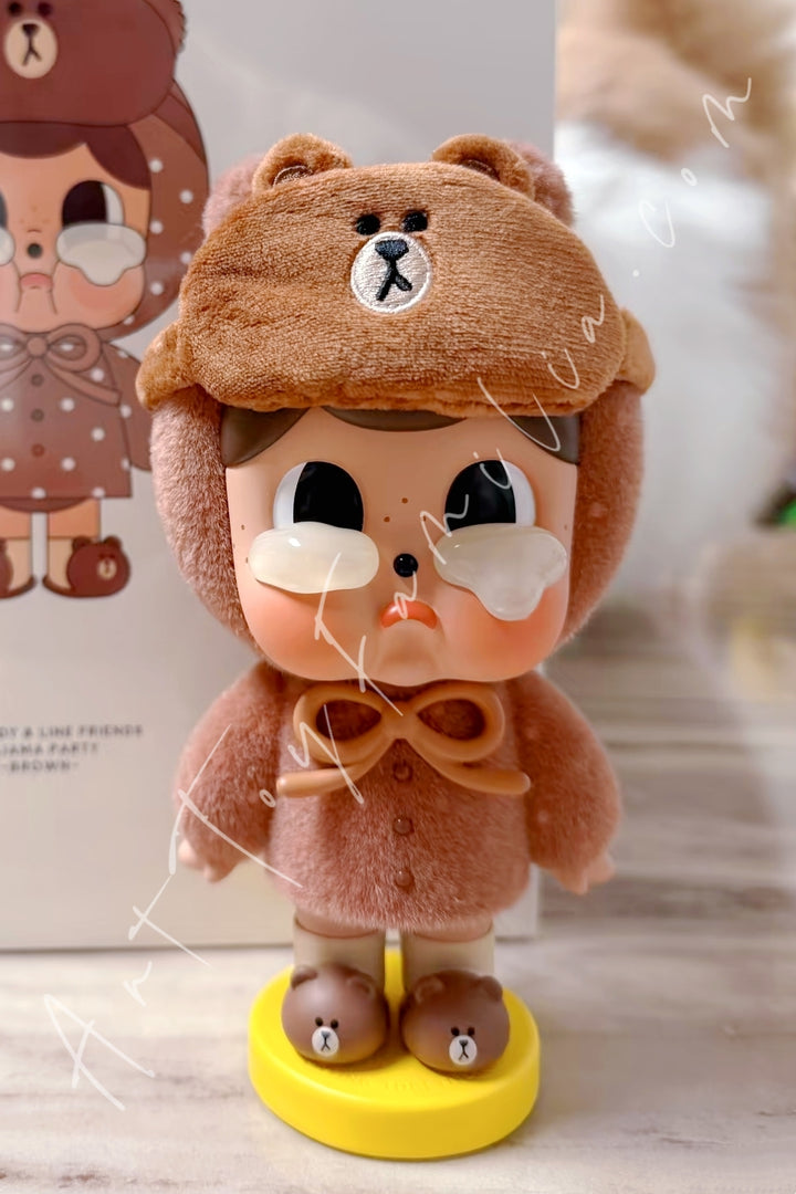 Popmart Crybaby × Line Friends Pajama Party Series Brown