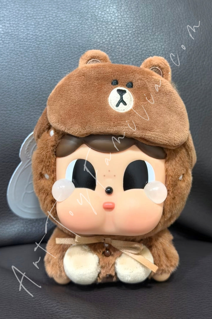 Popmart Crybaby × Line Friends Pajama Party Series Keychain Brown