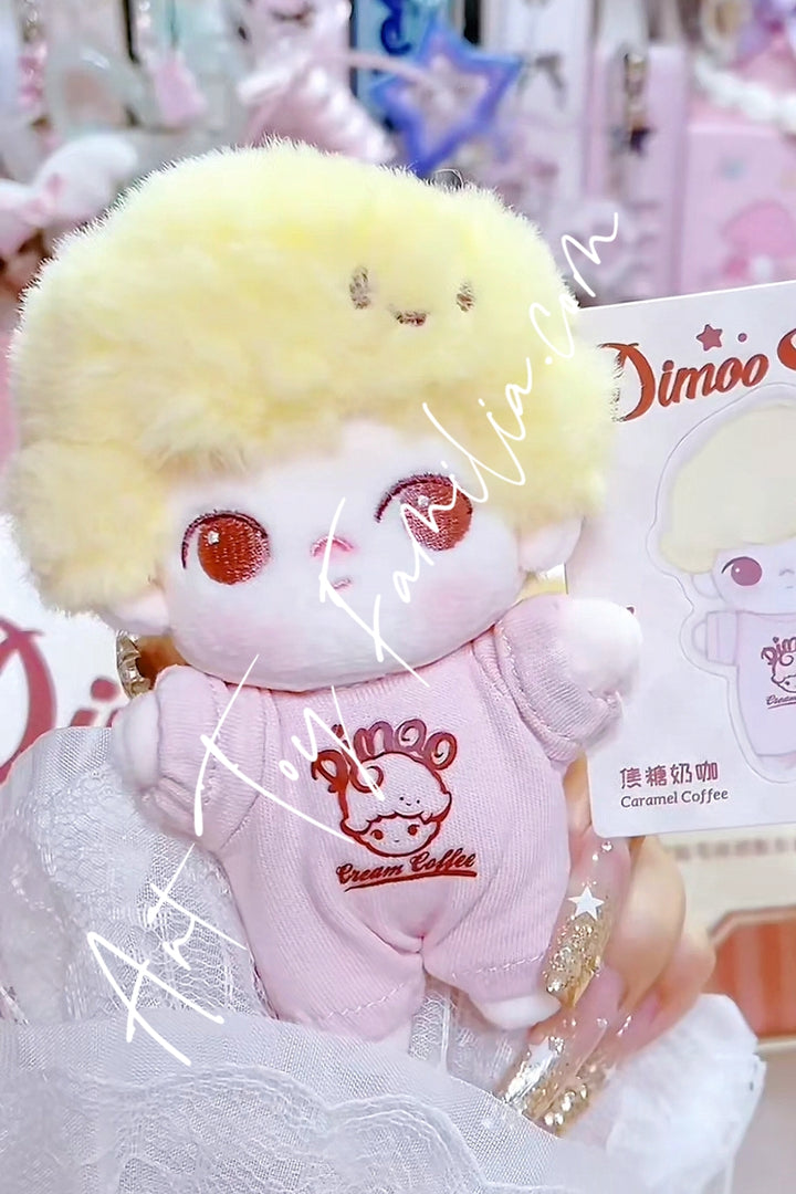 Popmart Dimoo Crush On Coffee Series Soft-faced Plush Keychain Caramel Coffee