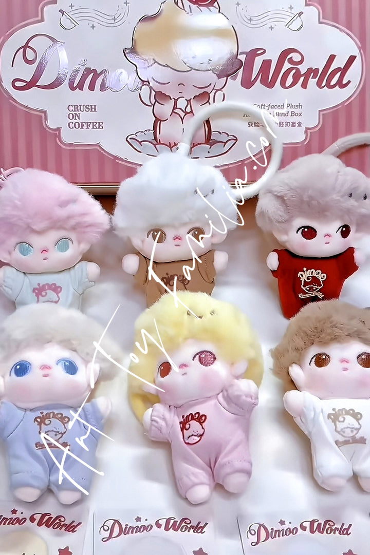 Popmart Dimoo Crush On Coffee Series Soft-faced Plush Keychain Fullset