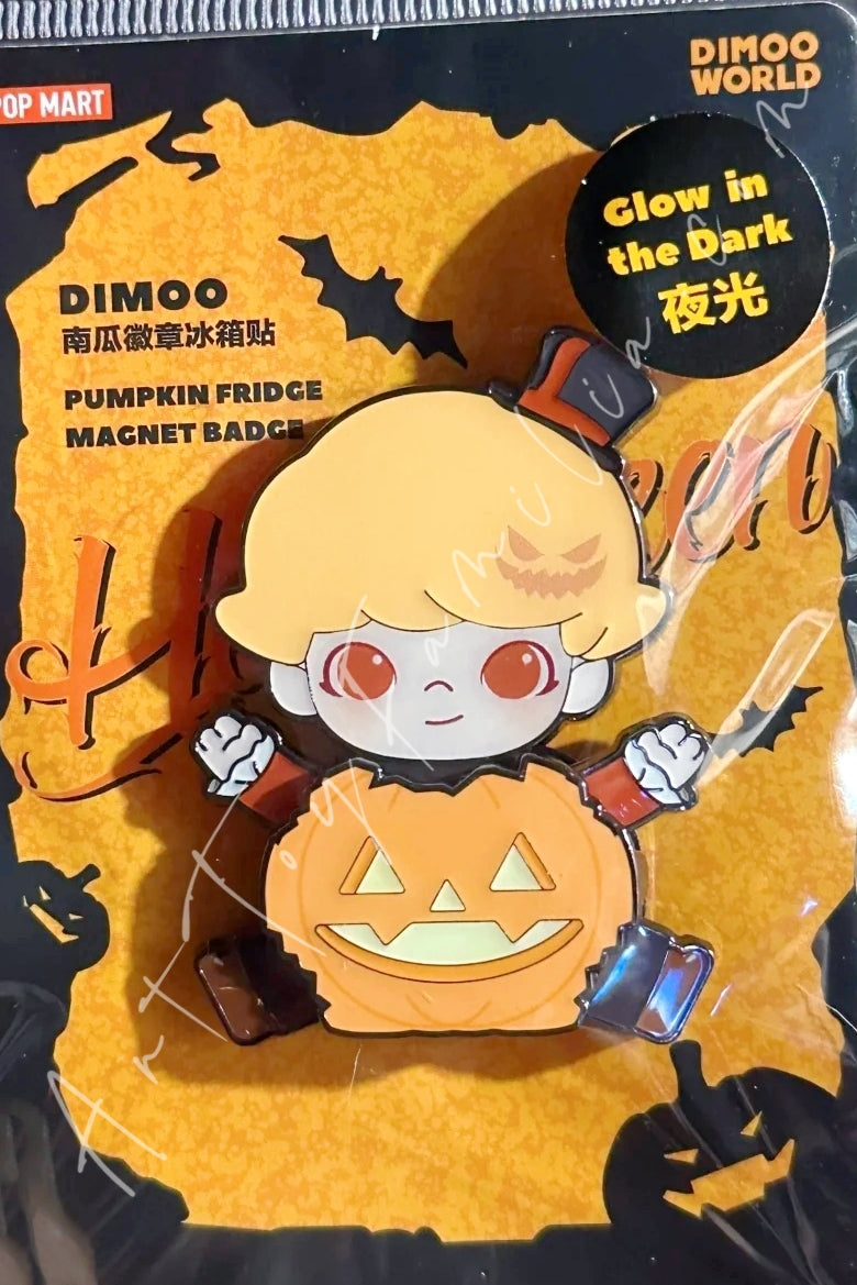 Popmart Happy Halloween Party Series Pumpkin Fridge Magnet Badge Dimoo