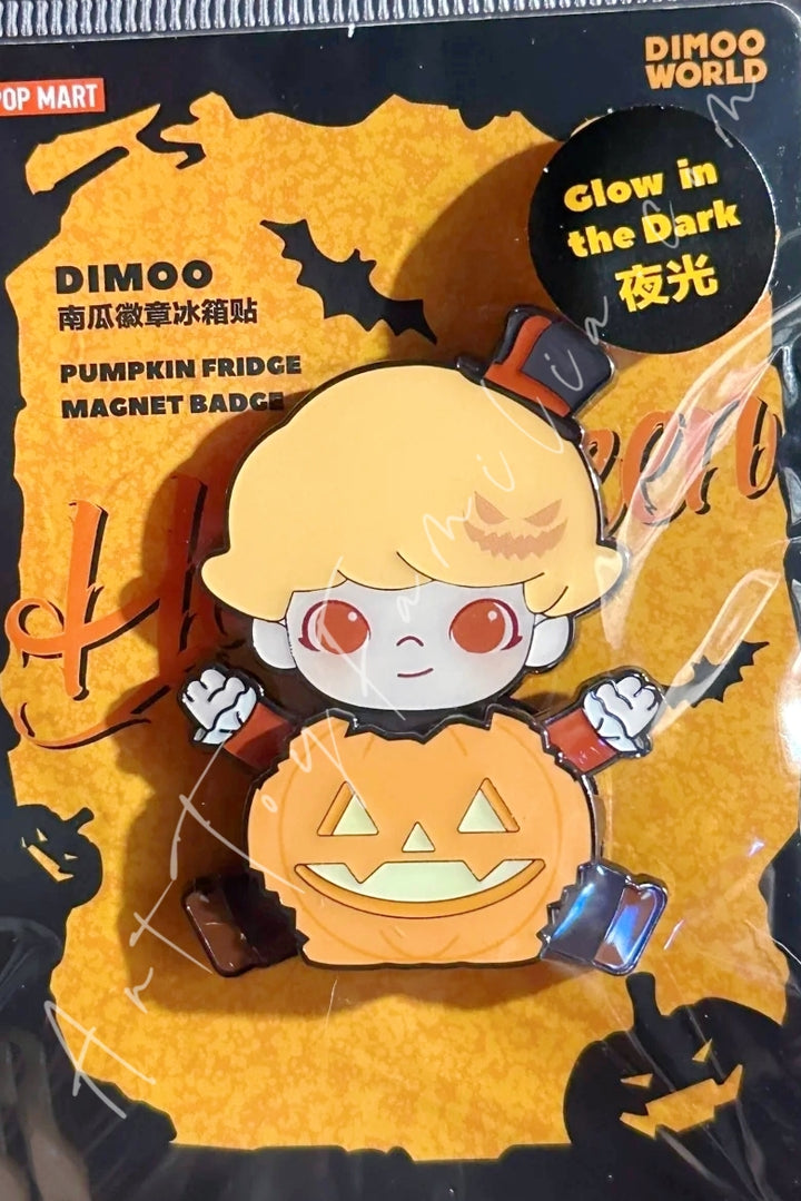 Popmart Happy Halloween Party Series Pumpkin Fridge Magnet Badge Dimoo