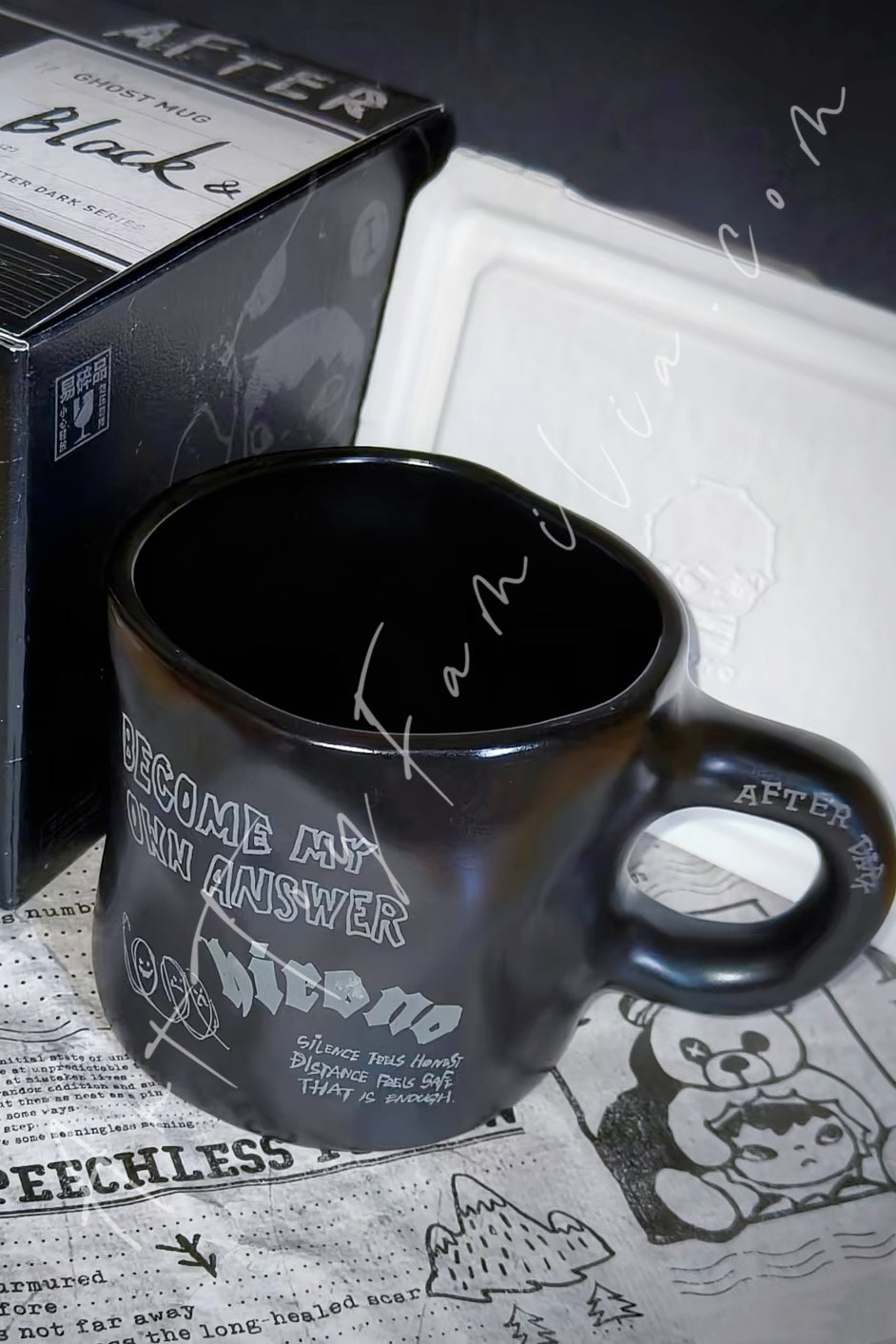 Popmart Hirono After Dark Series Mugs Ghost Mug Black