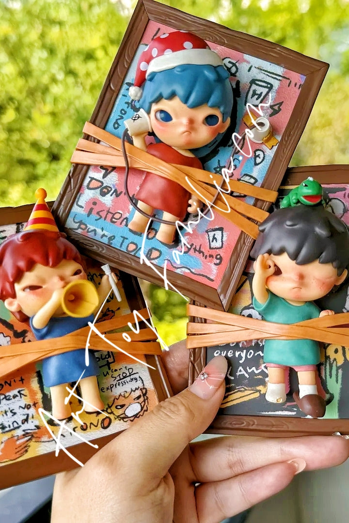Popmart Hirono Listening, Saying, Seeing Figurine