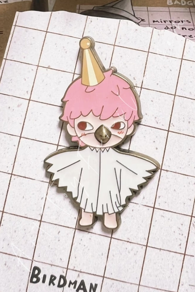 Popmart Hirono Little Mischief Series Metal Badge Birdman