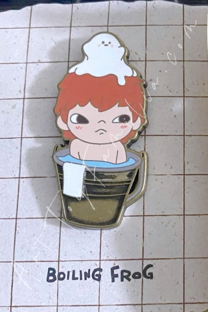 Popmart Hirono Little Mischief Series Metal Badge Boiling Frog