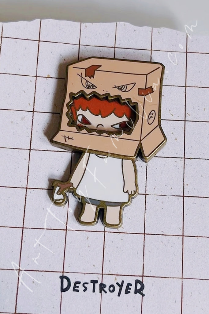 Popmart Hirono Little Mischief Series Metal Badge Destroyer