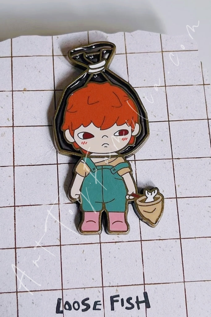 Popmart Hirono Little Mischief Series Metal Badge Loose Fish