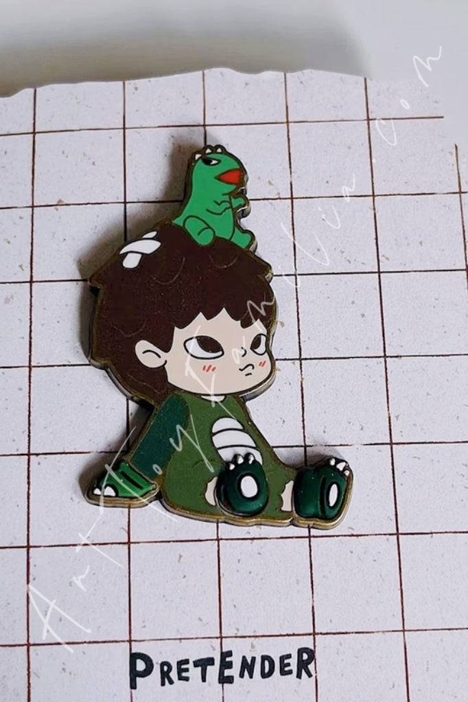 Popmart Hirono Little Mischief Series Metal Badge Pretender