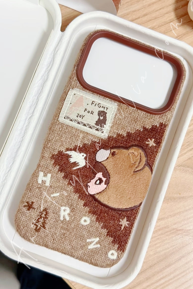 Popmart Hirono Road Journal Series Phone Case Knitted Phone Case