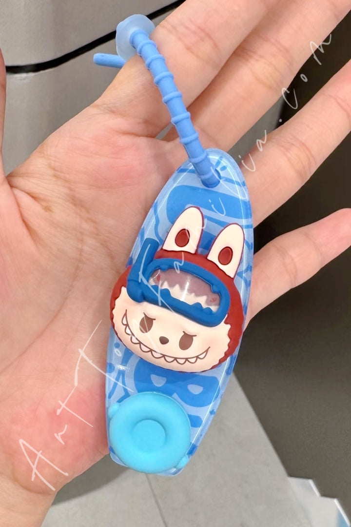 Popmart Island Vacation Series Decorative Charm Labubu Shark Dive