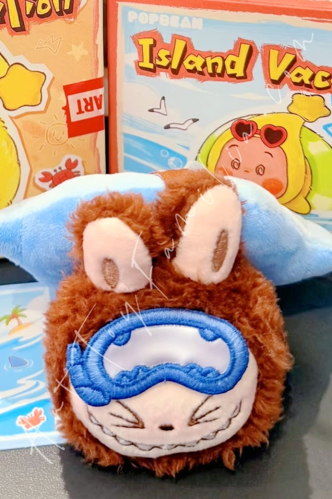 Popmart Island Vacation Series Mini Plush Pendant Labubu Shark Dive