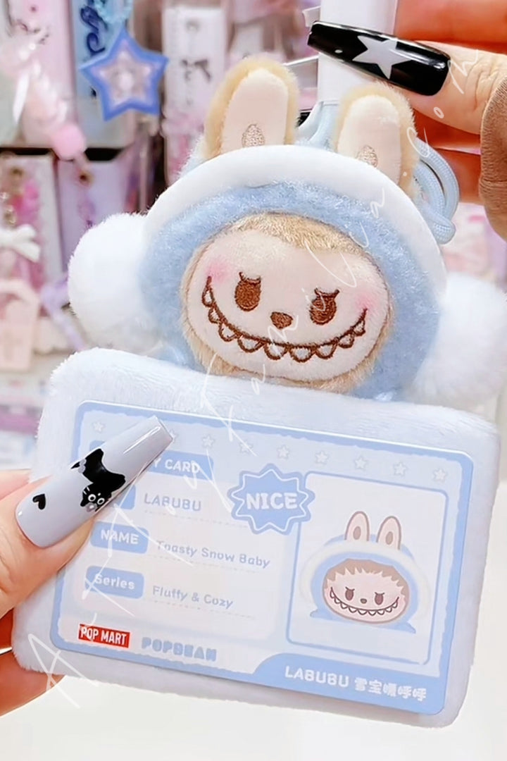 Popmart Pop Bean Fluffy & Cozy Series Card Holder Pendant Labubu Toasty Snow Baby