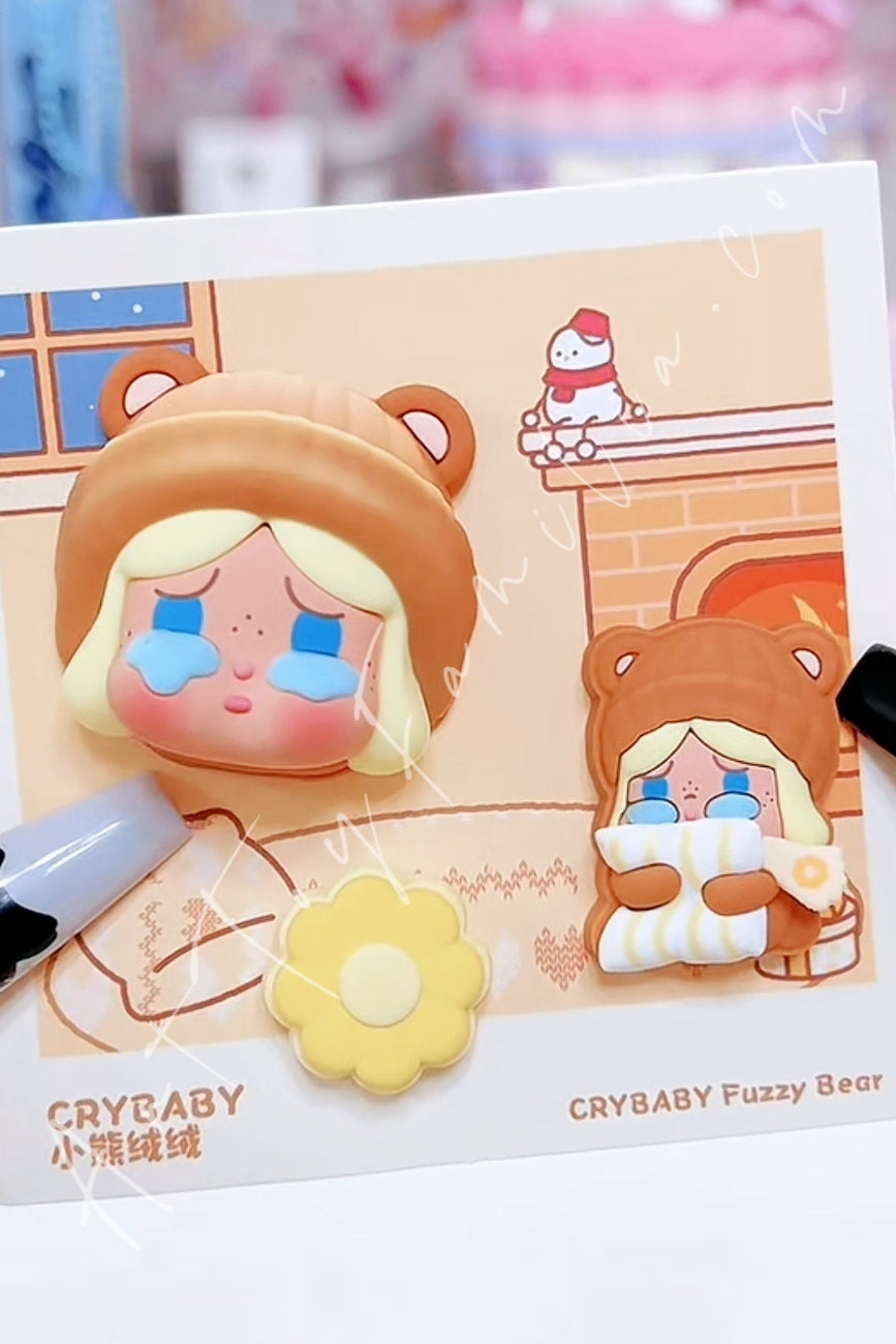 Popmart Pop Bean Fluffy & Cozy Series Decorative Charm Crybaby Fuzzy Bear