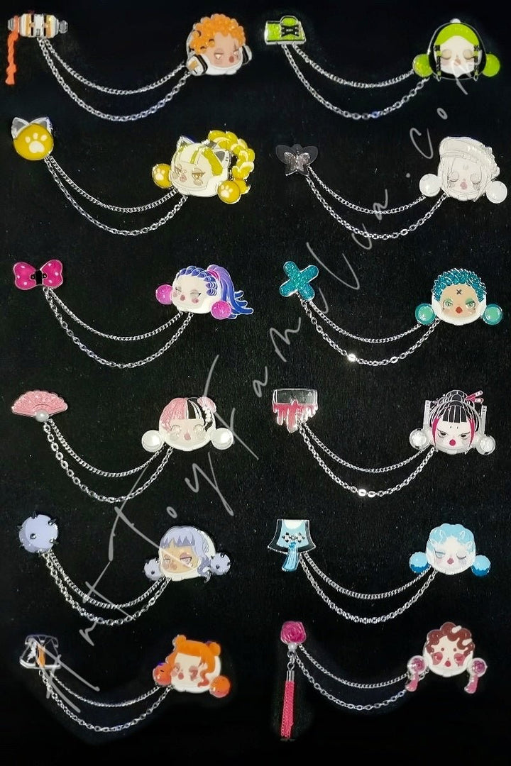 POP MART - Skullpanda City Of Night Series Badge - 夜之城系列徽章 12 Confirmed Figures(opened box sealed bag) - 12个确认款