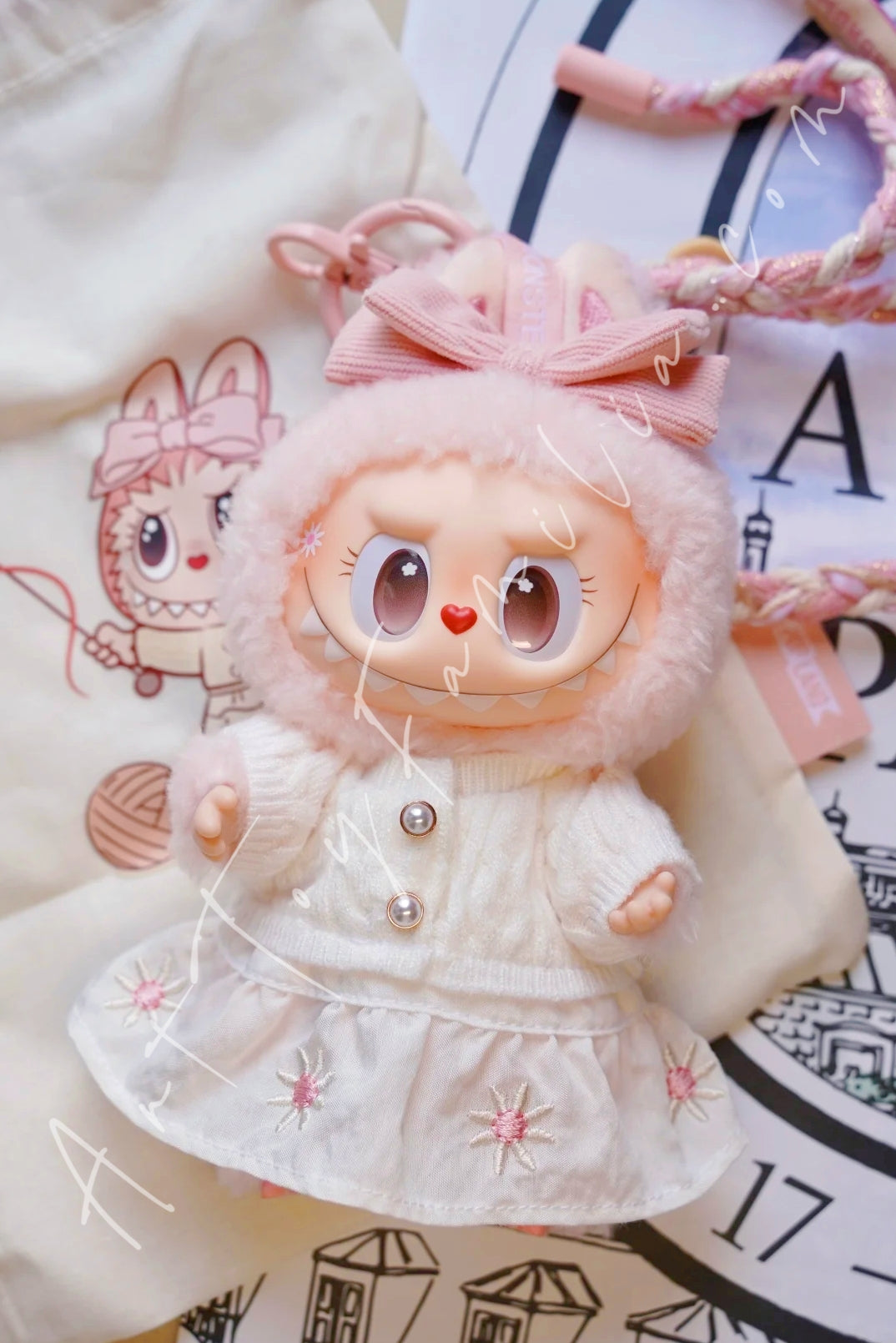 Popmart The Monster Labubu Fall Into Sweaters Series-Mokoko Vinyl Plush Pendant