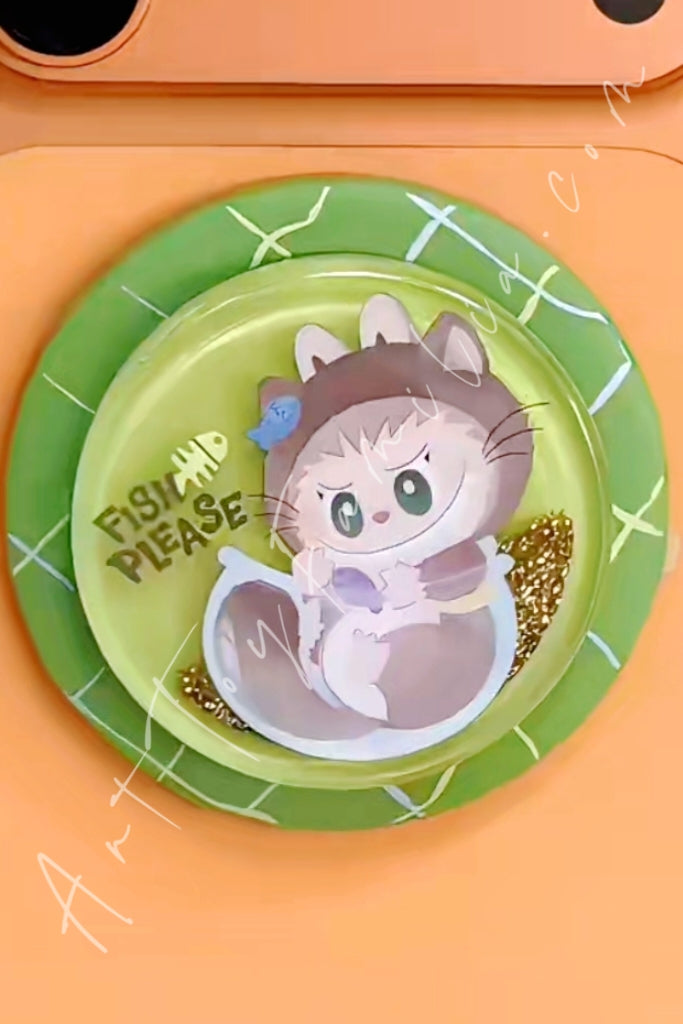 Popmart The Monsters Labubu Cat Mode On Series Magnetic Phone Holder Blind Box Cocoa Kitty